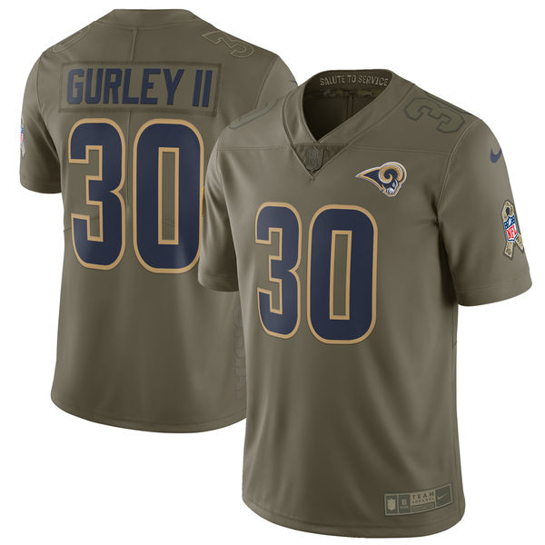 Youth Los Angeles Rams #30 Gurley ii Nike Olive Salute To Service Limited NFL Jerseys